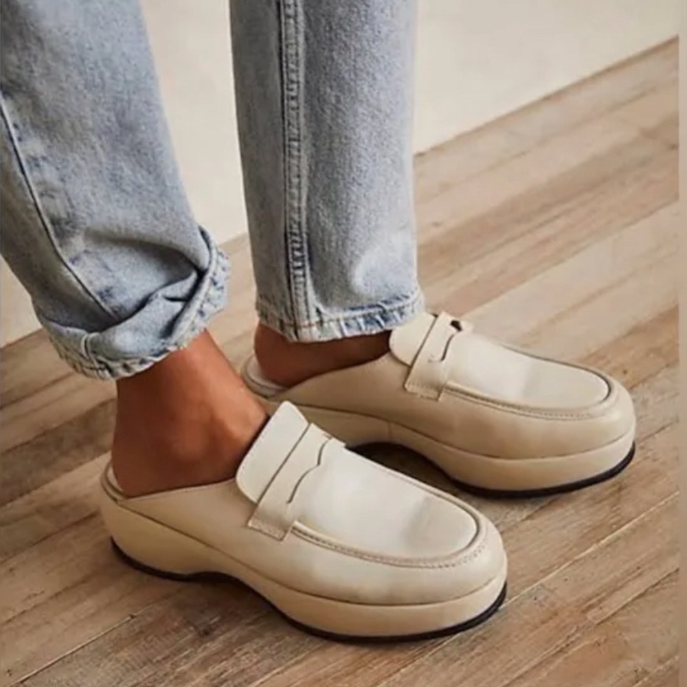 Free People Winston Platform Loafer Mule Bone Size 8.5 / 38.5